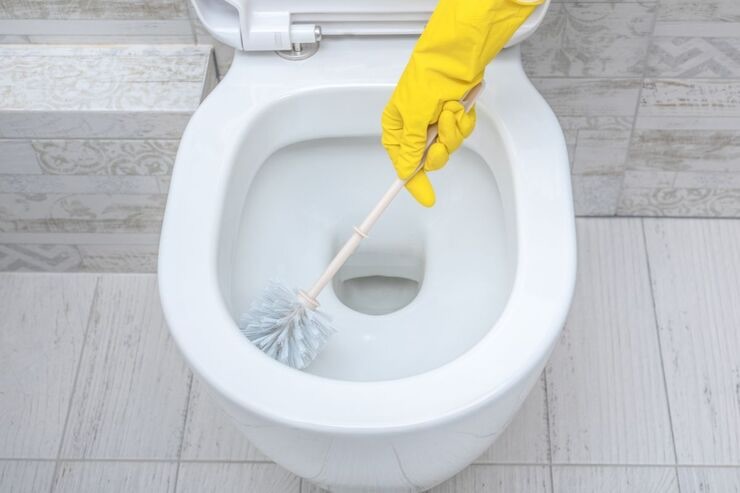 Pulire nel WC con lo scopino 